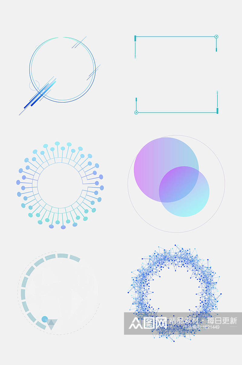圆形简约科技感边框免抠元素素材
