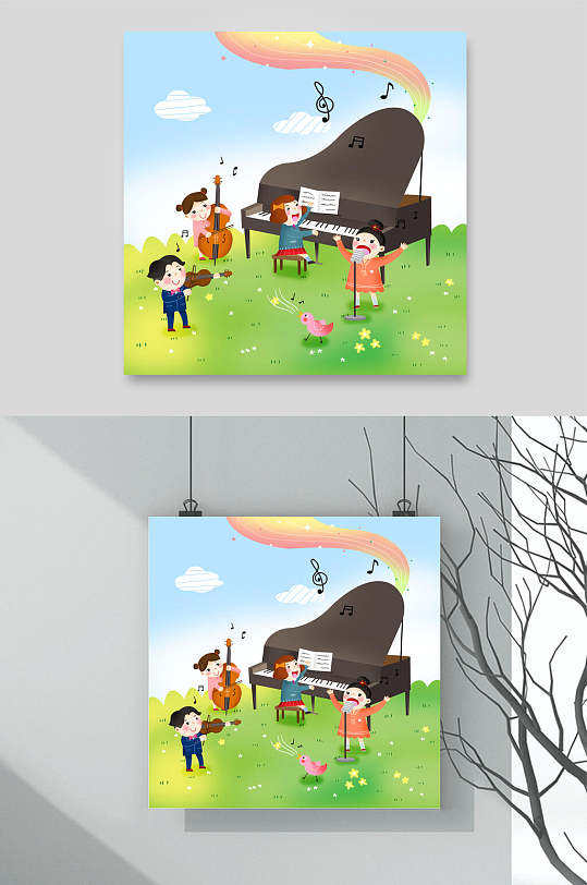 插画海报钢琴图片-插画海报钢琴素材下载-众图网