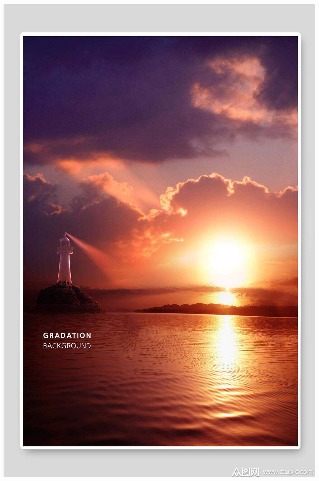 海上日出风景海报素材