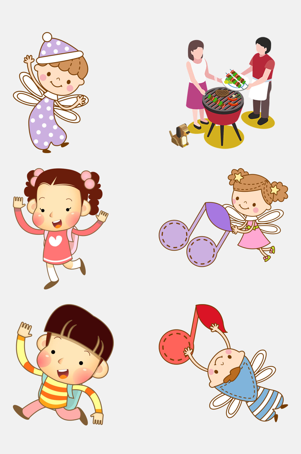 音乐小精灵卡通男女宝宝免抠元素