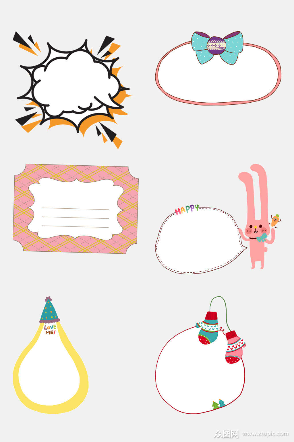 漫画对话框装饰文本框设计元素素材