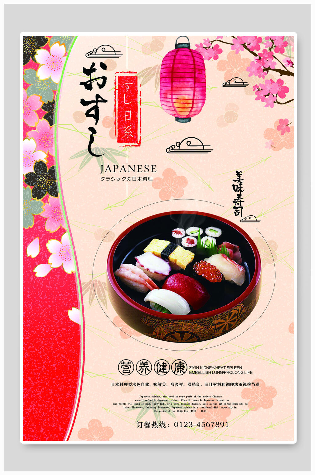营养健康日式寿司美食海报设计素材