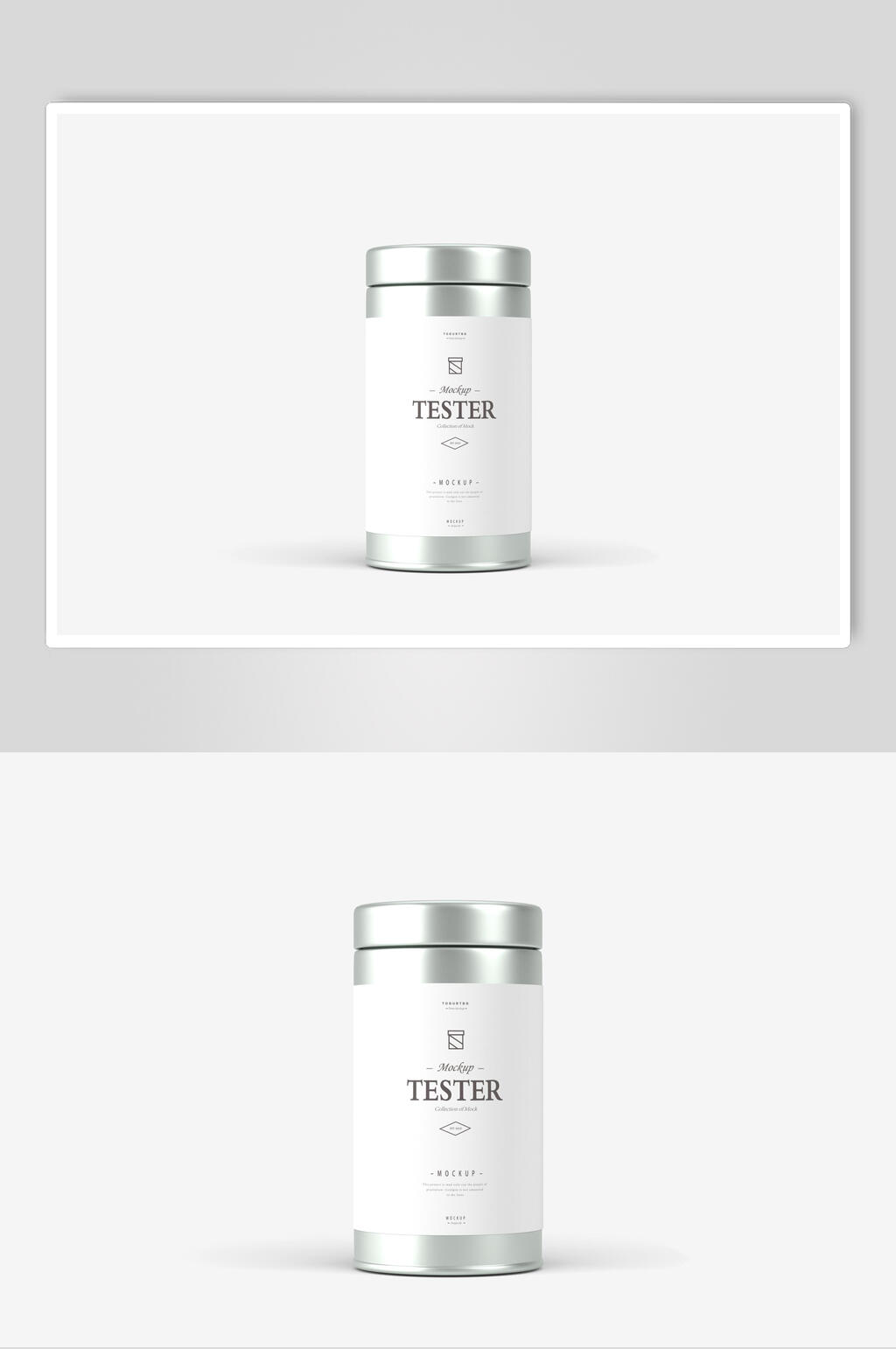 银色茶叶罐包装样机效果图素材