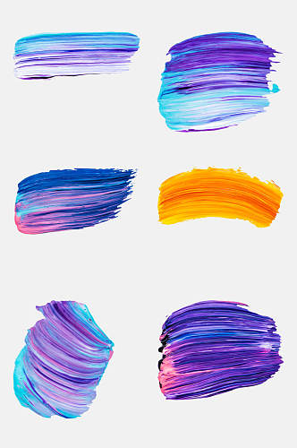 彩色油画笔触免抠元素素材