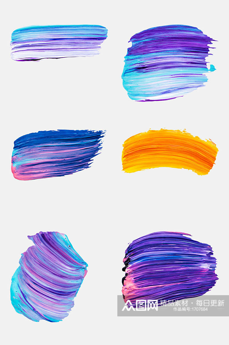 彩色油画笔触免抠元素素材素材