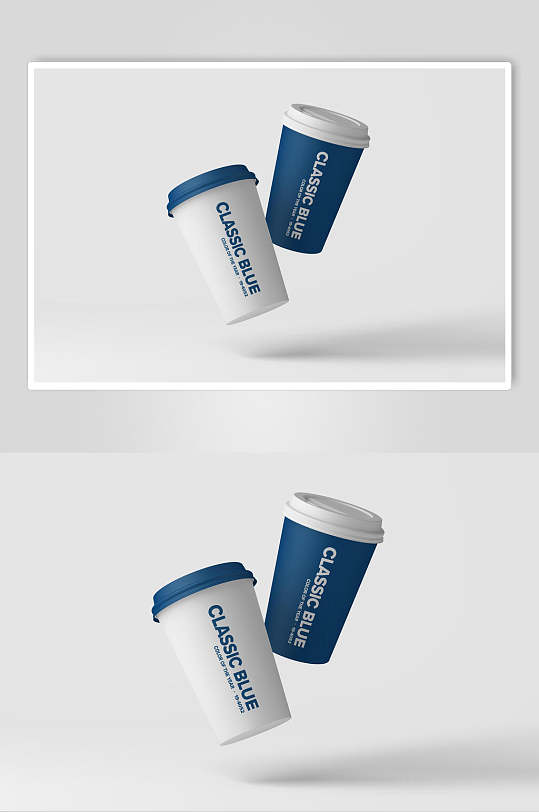 蓝白纸杯咖啡杯VI样机效果图