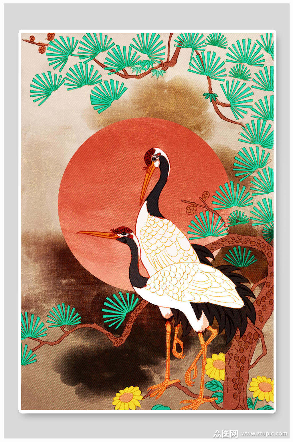 仙鹤插画设计素材