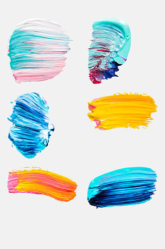 彩色油画笔触免抠元素素材