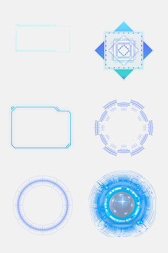 科技感创意圆形边框免抠元素