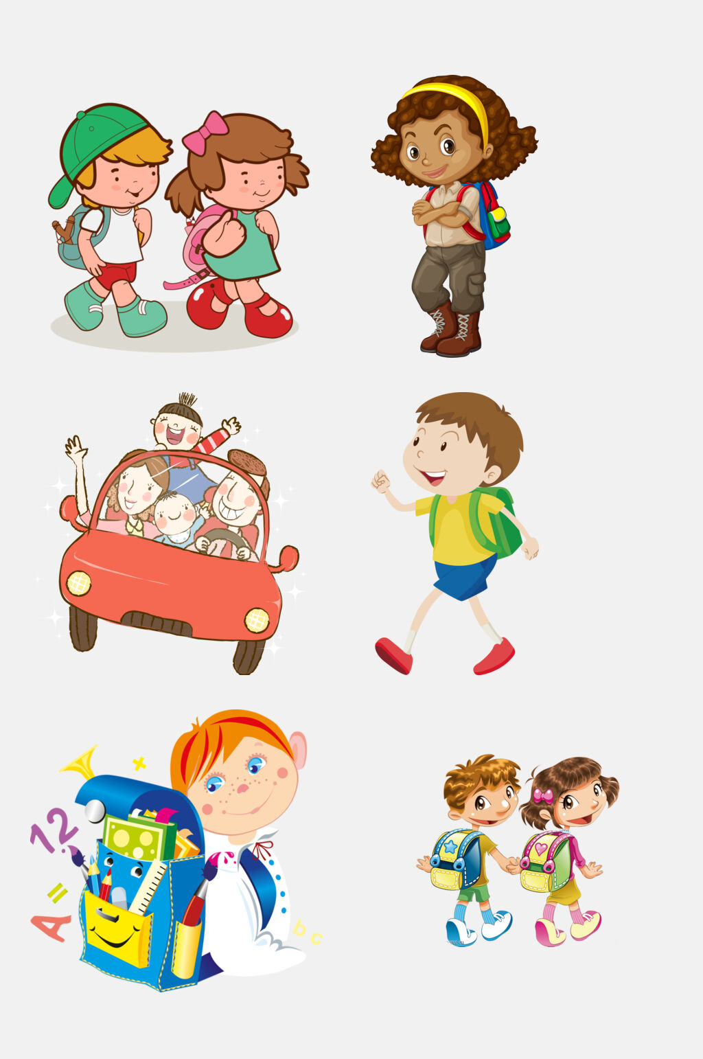 春游人物卡通免抠元素