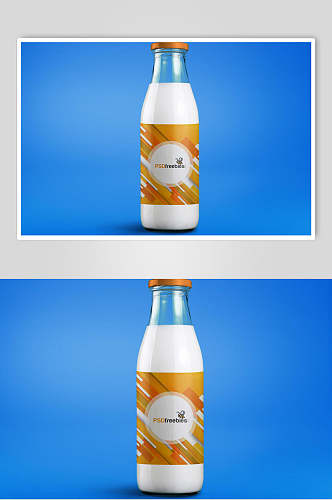 牛奶瓶玻璃牛奶盒摄影图