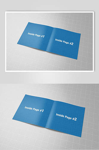 商务蓝色对折页样机效果图设计