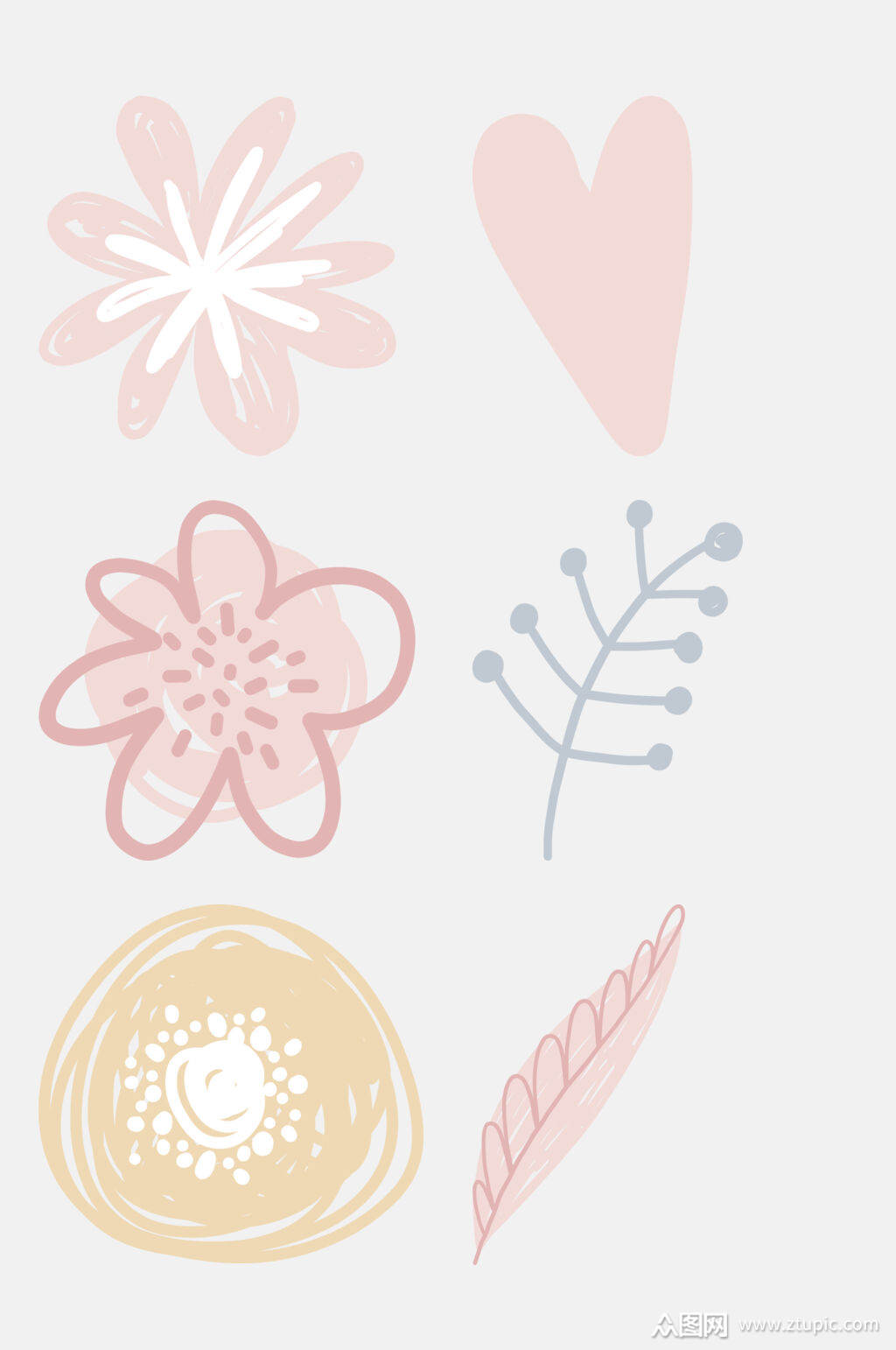 森系小清新植物手绘元素素材