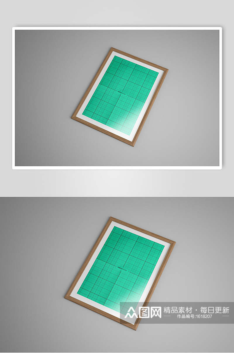 绿色相框样机效果图素材