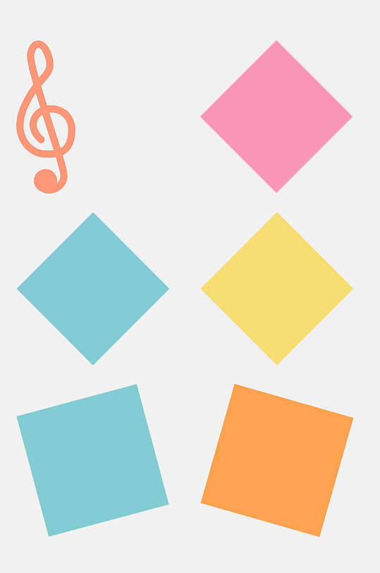 可爱表情免抠素材彩色q版音符png素材元素q版彩色音符免抠元素炫彩音