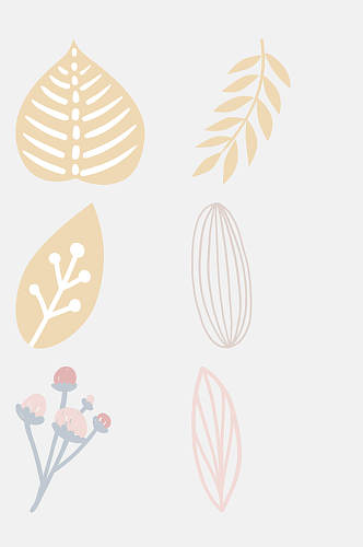 日系风格植物手绘元素