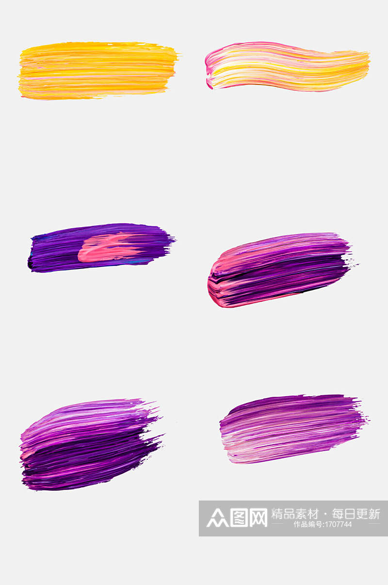 紫色油画笔触免抠元素素材素材