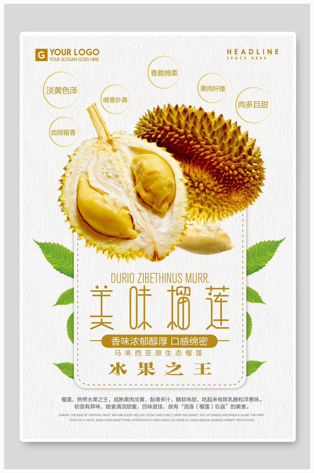 美味榴莲蔬菜海报设计素材