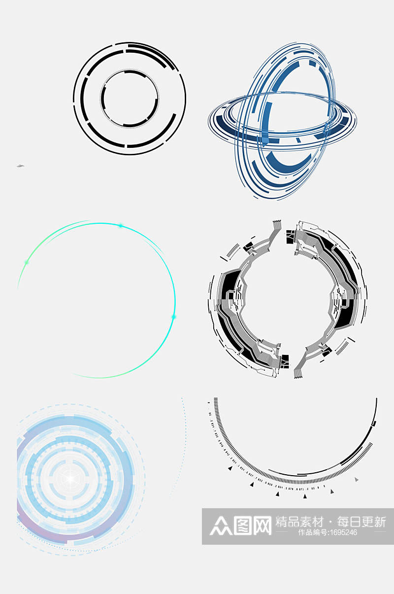简约科技光圈光效免抠元素素材素材