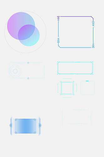 科技感创意圆形边框免抠元素