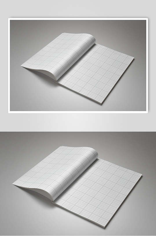 翻开白色网格画册样机