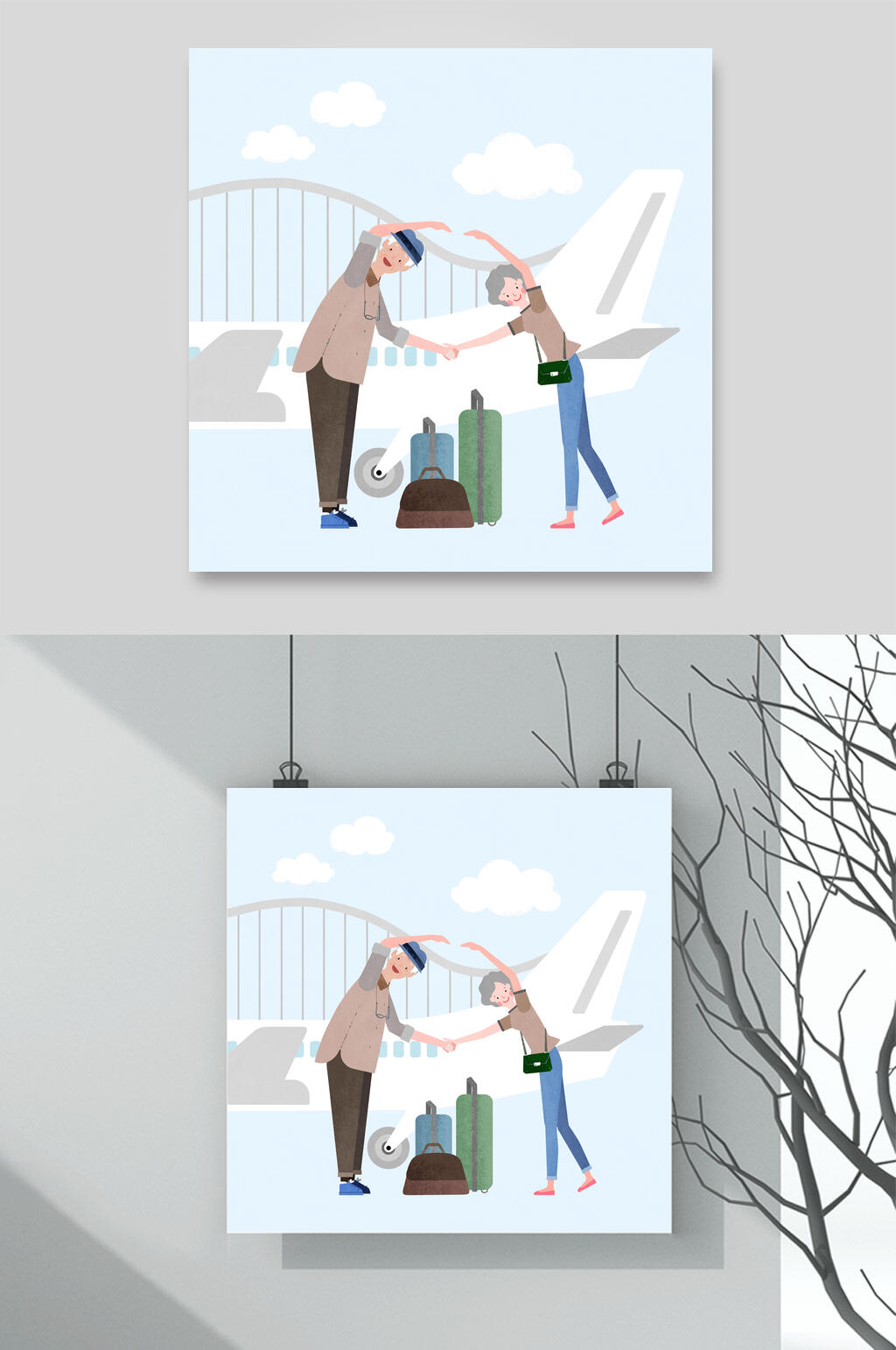 老人生活插画素材素材