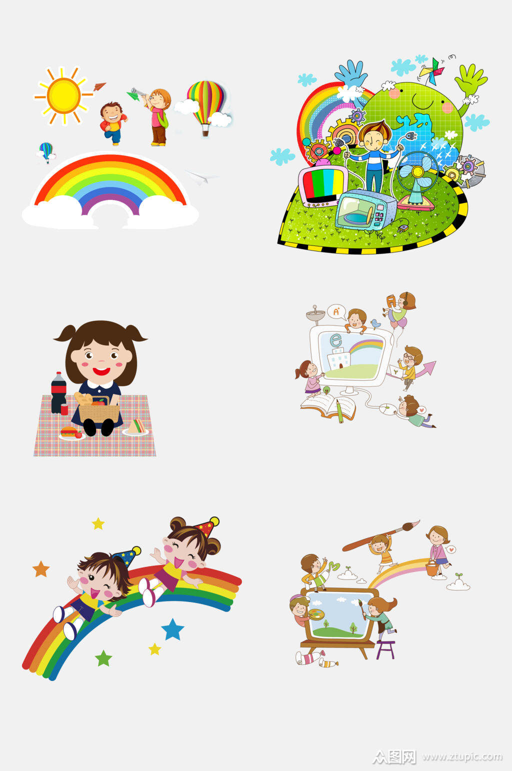 儿童节可爱人物卡通免抠元素素材模板下载-编号1708120-众图网