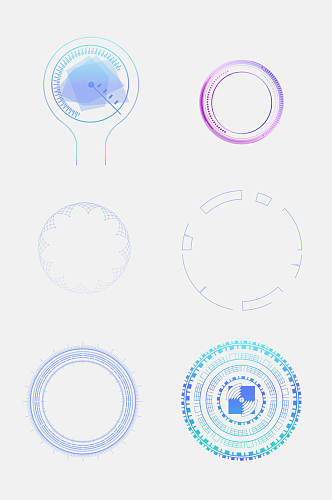 圆形简约科技感边框免抠元素