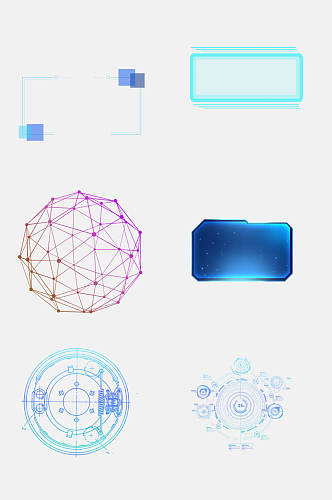 圆形简约科技感边框免抠元素