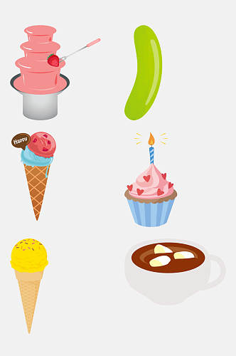 水果冰淇淋蛋糕咖啡厅免抠元素