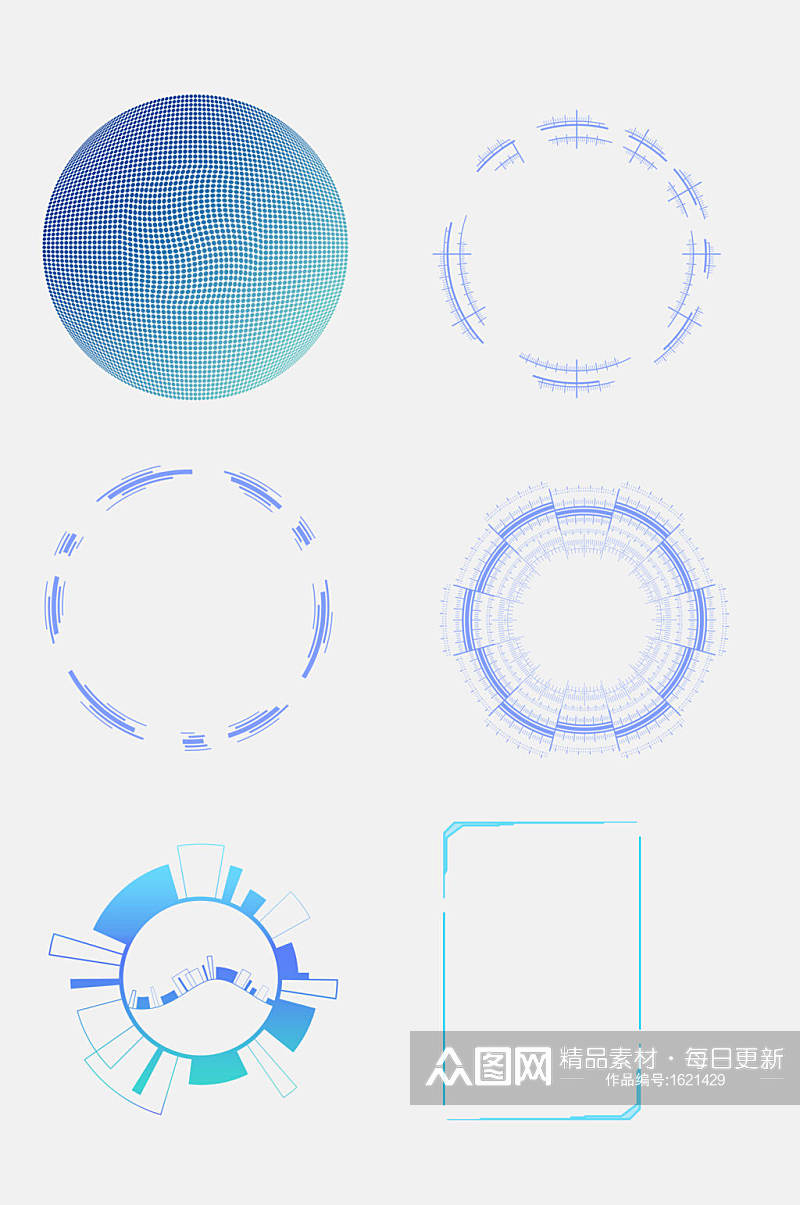 科技感现代边框免抠元素素材