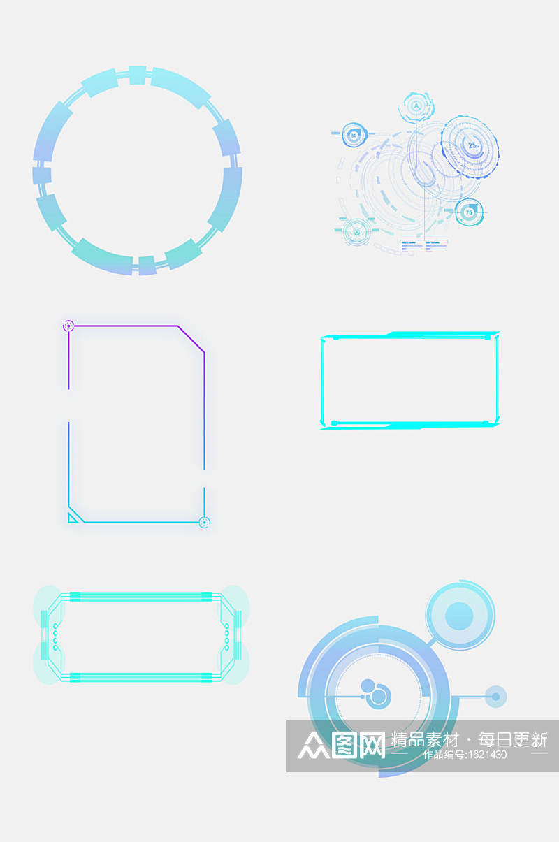 科技感现代边框免抠元素素材