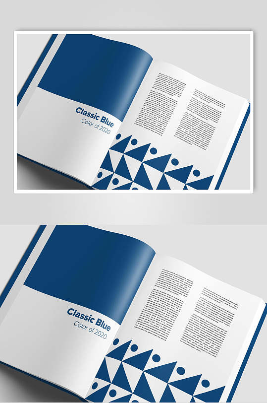 经典蓝白书籍内页vi样机效果图