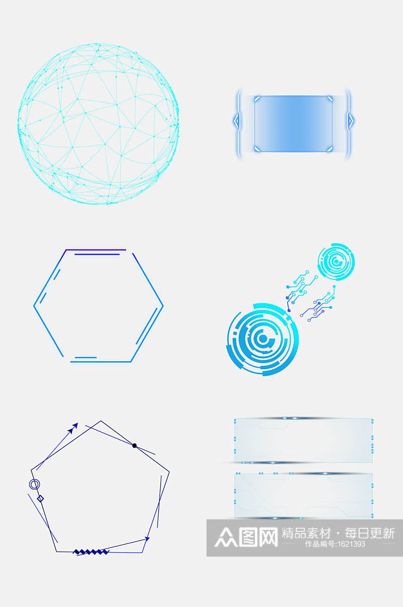 简约科幻科技互联网边框免扣元素素材