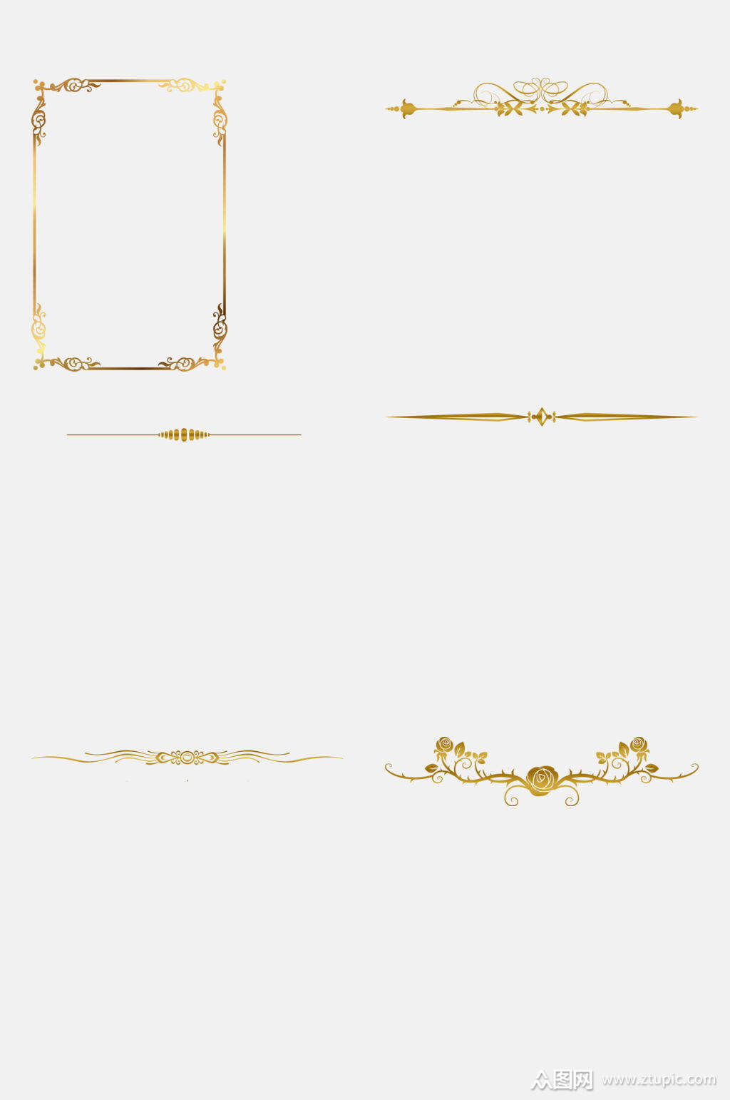金色横线欧式花纹免抠元素