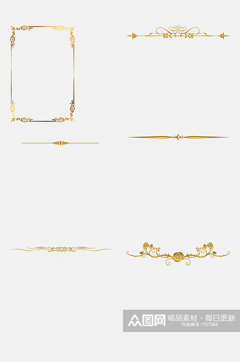 金色横线欧式花纹免抠元素素材