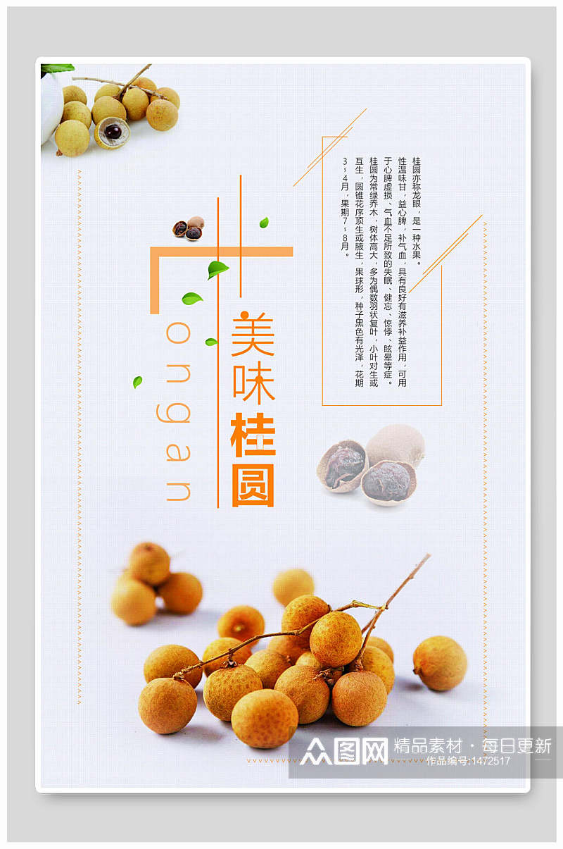 美味桂圆蔬菜海报设计素材