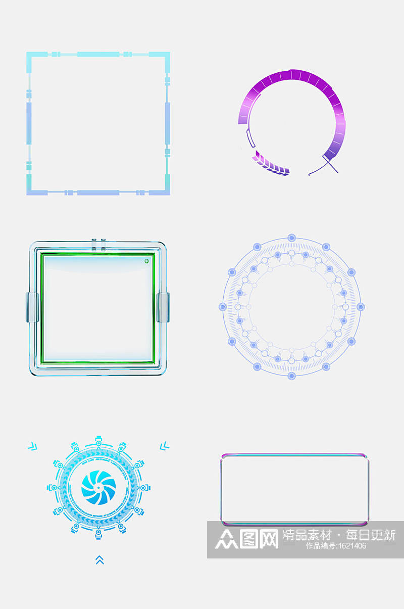 简约科幻科技互联网边框免扣元素素材
