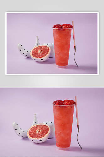 x草莓水果茶美食摄影图