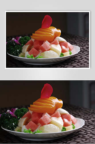 沙拉类水果沙拉健康美食摄影图