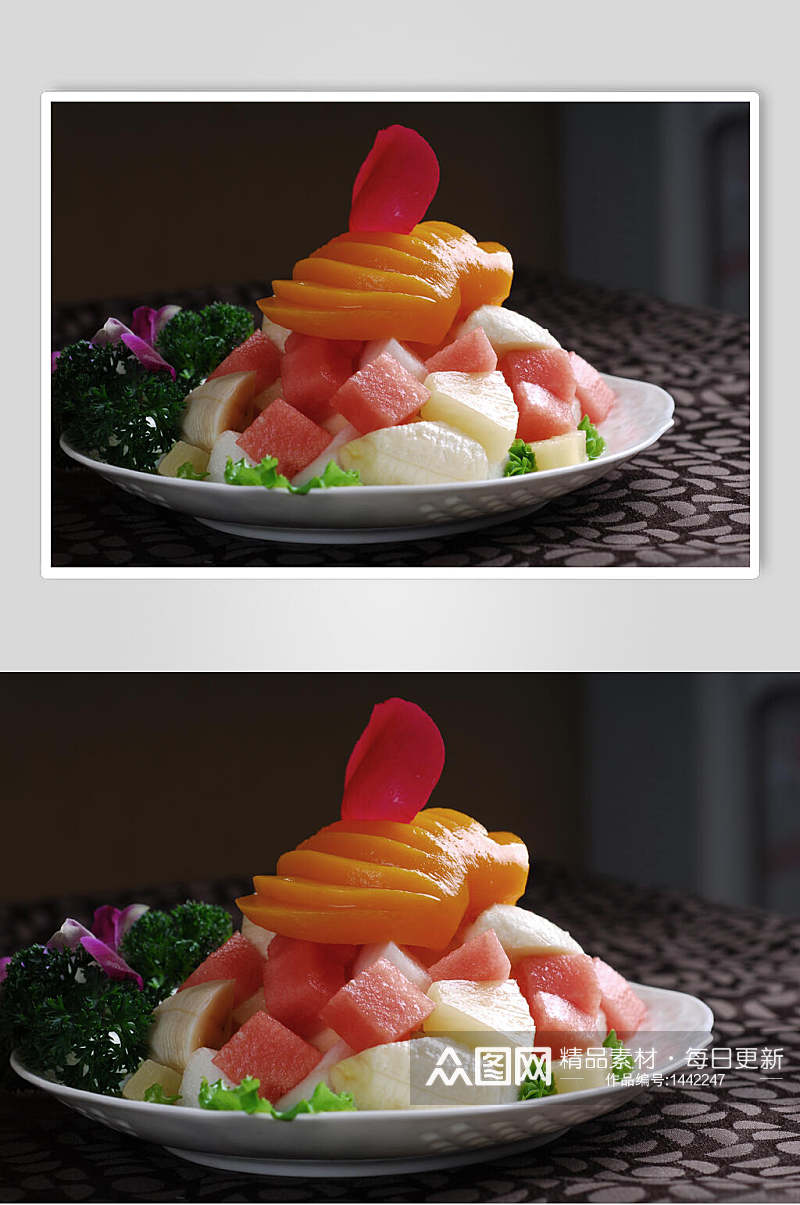 沙拉类水果沙拉健康美食摄影图素材