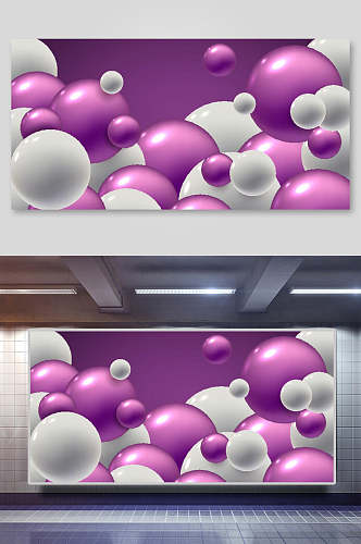 紫白色气泡背景素材海报