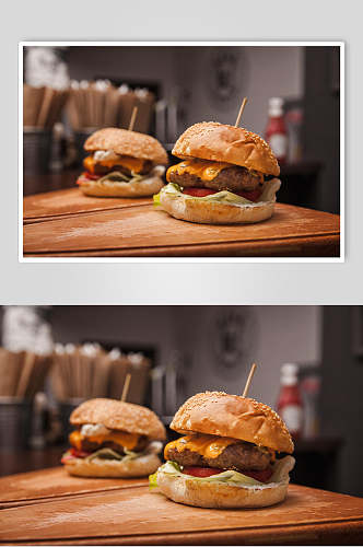 西式牛肉小汉堡美食摄影图