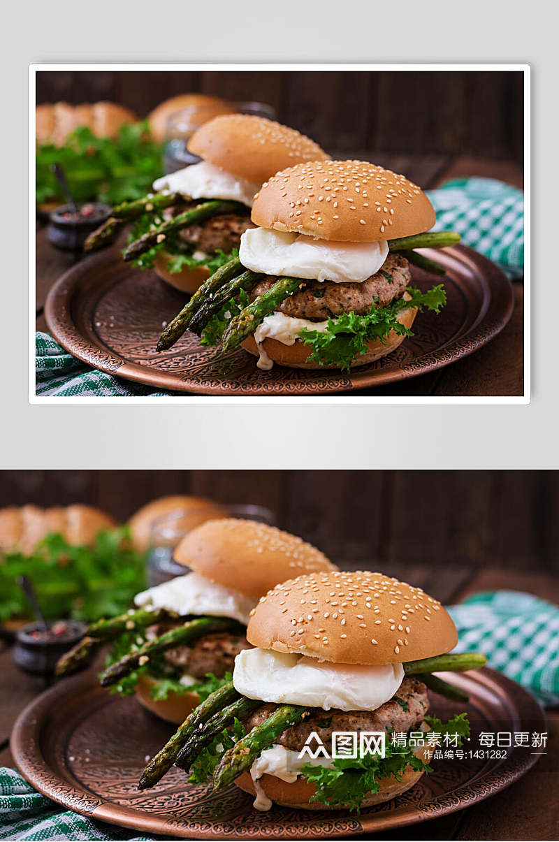 蕨类牛肉汉堡高清图片素材