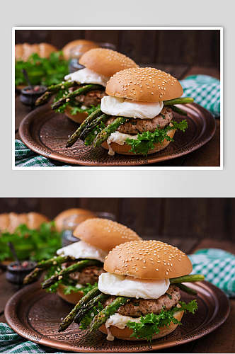 蕨类牛肉汉堡高清图片