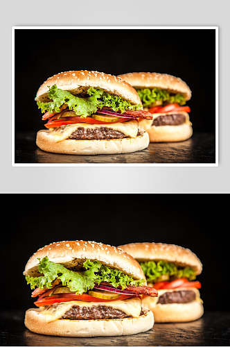 蔬菜牛肉汉堡美食摄影图