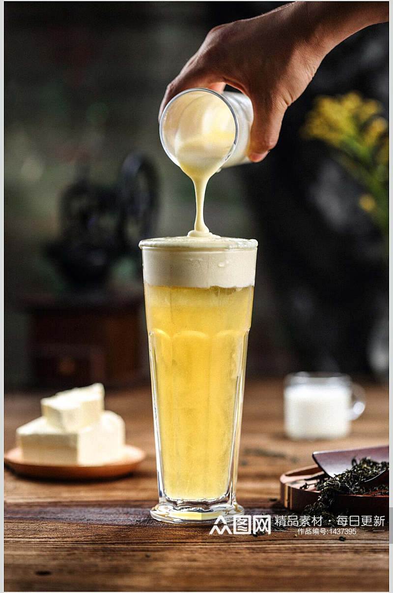 奶盖果茶美食摄影图素材