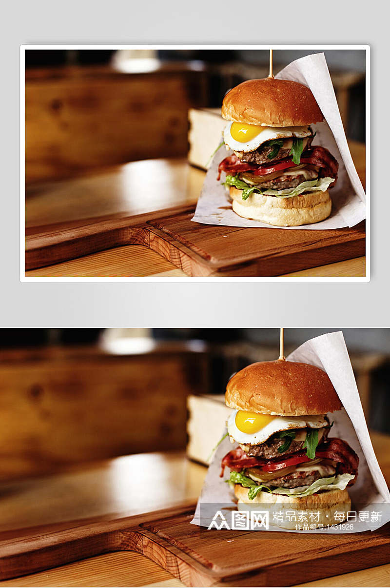 牛肉鸡蛋蔬菜小汉堡美食摄影图素材