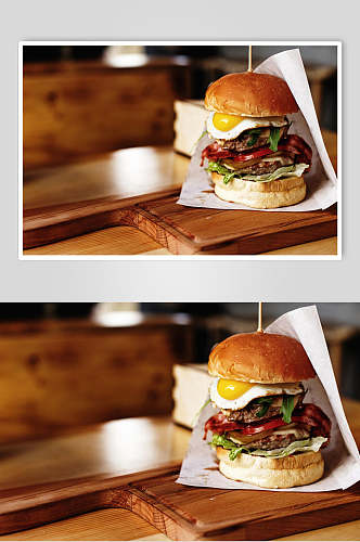 牛肉鸡蛋蔬菜小汉堡美食摄影图