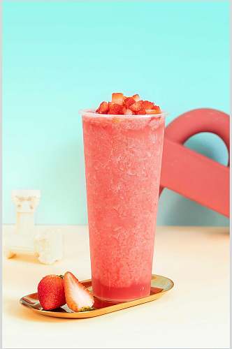 草莓冰沙美食摄影图